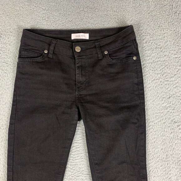 Anine Bing Jagger Jeans Womens 24 Black Low Rise Stretch Denim Skinny Crop Ankle - Picture 5 of 16